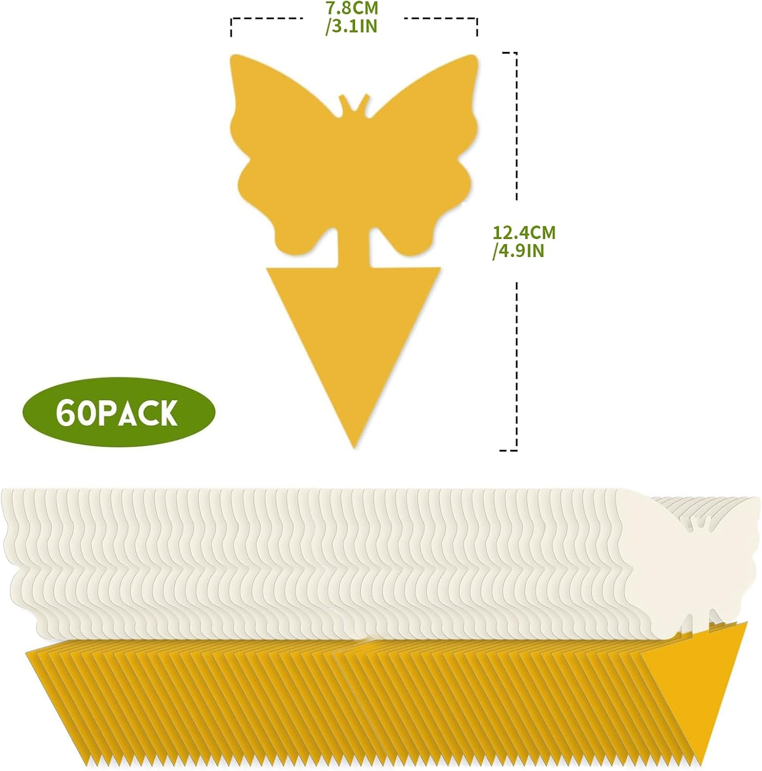 60 PCS Fruit Fly Traps, Dual-Sided Sticky Insect Catchers for Mosquitoes, Gnats, Flies, and Other Pests, Indoor & Outdoor Bug Traps for Plants, Vegetables, Fruits, Patio, and Garden image number 6