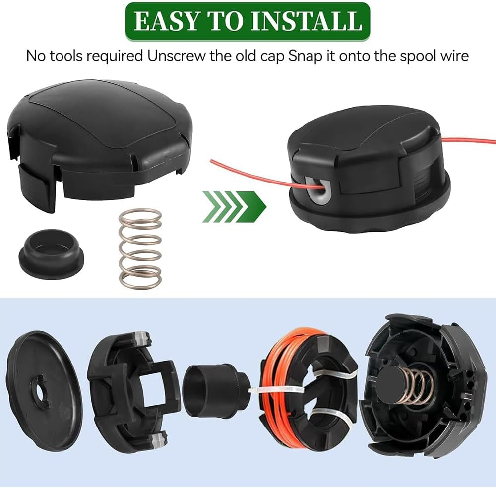 2 Pack Trimmer Parts,Replacement for Speed Feed 400 Trimmer Head,X472000070 Wear Cap Spool Cover 4" Heads,Fit Forsrm-230,Srm-225,Dimmer Cover with Spring(Black) image number 1