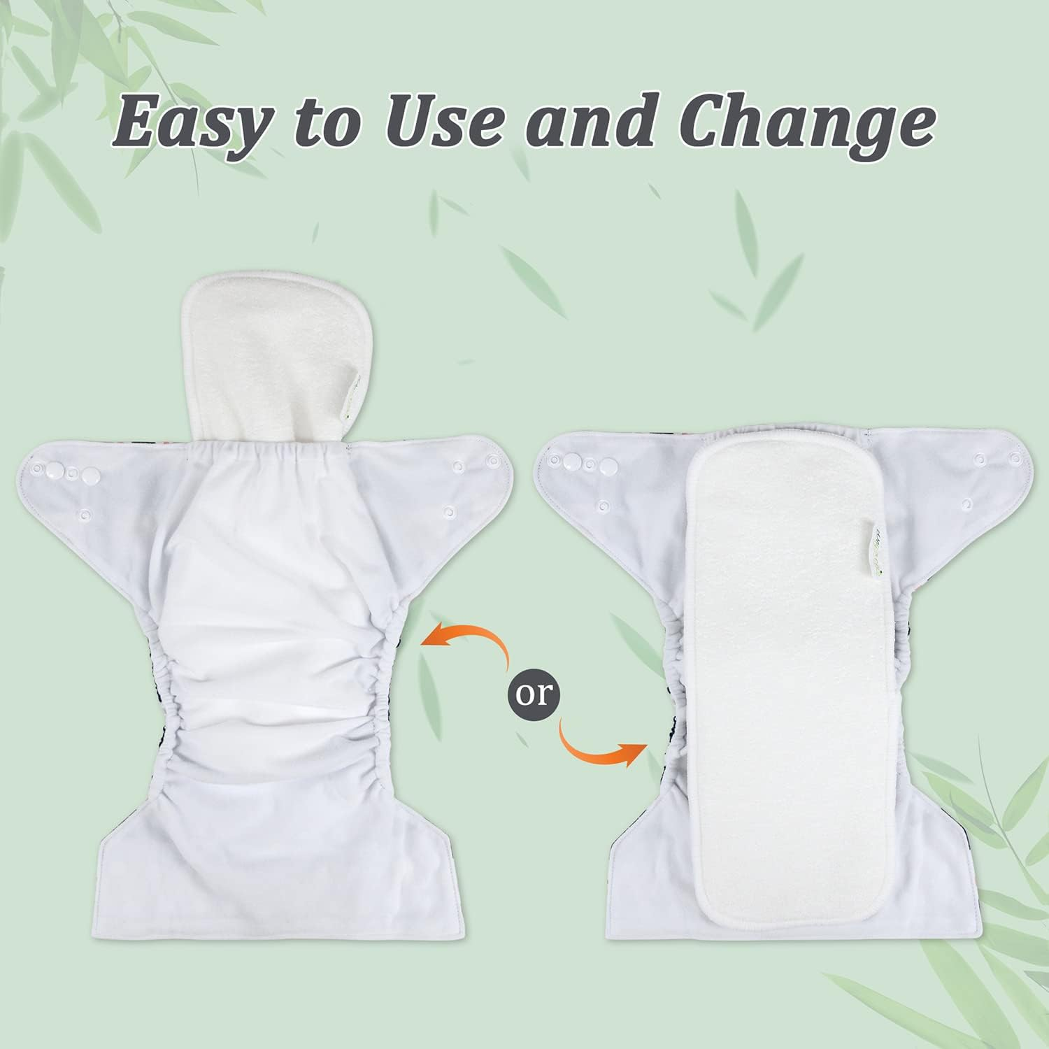 Wegreeco Reusable Soft 4 Layers 12 Pack Bamboo Inserts for Baby Cloth Diaperhigh Absorbing Washable Liners image number 6