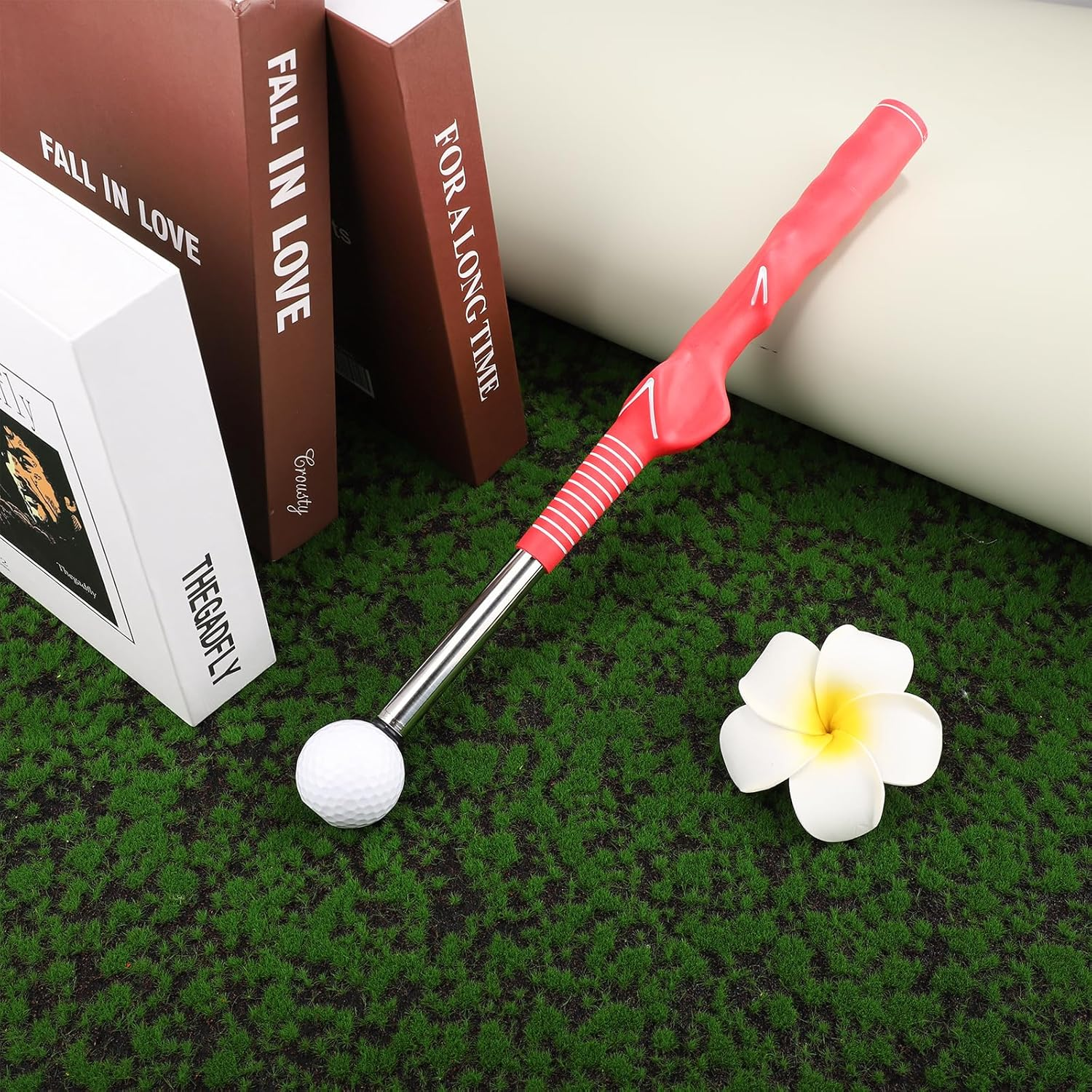 Retractable Golf Training Aid, Practical Swing Trainer Portable Golf Grip Training Aid Stretchable Golf Alignment Sticks for Indoor Practice Warm-Up Tempo Chipping Hitting Training (Red) image number 2