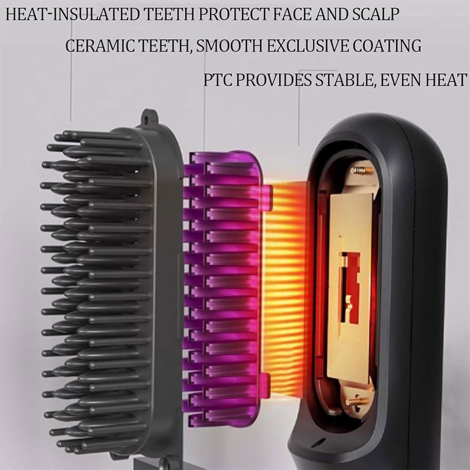 Bellabrush Pro,Bellabrush Pro Hair Brush,Bellabrush Pro Brush,Bellabrush Pro Hair Straightener Brush,Cordless Hair Straightener Brush,Bellabrush Portable Straightener Brush Heated Hair Comb (A) image number 1