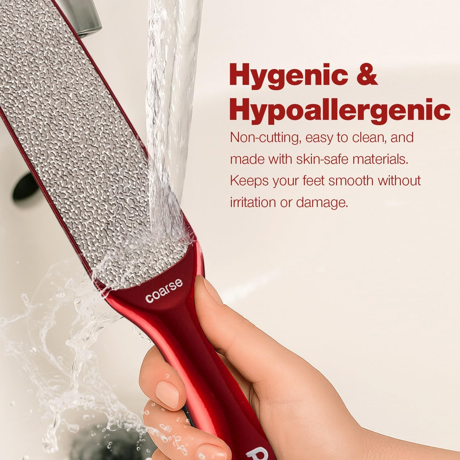 Probelle 2-Sided Hypoallergenic Nickel Foot File for Callus Trimming and Callus Removal (Red) image number 2