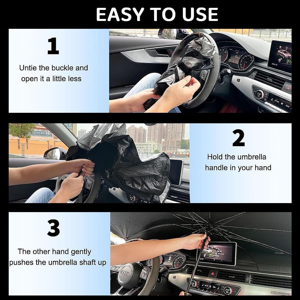 HYAVIA Car Windshield Sunshade, Foldable UV Protection Sunscreen for Sedans, Suvs, Trucks, Vans, and More, Summer Heat Reflector, Front Window Sun Shield for Cars, Trucks, Vehicles image number 4