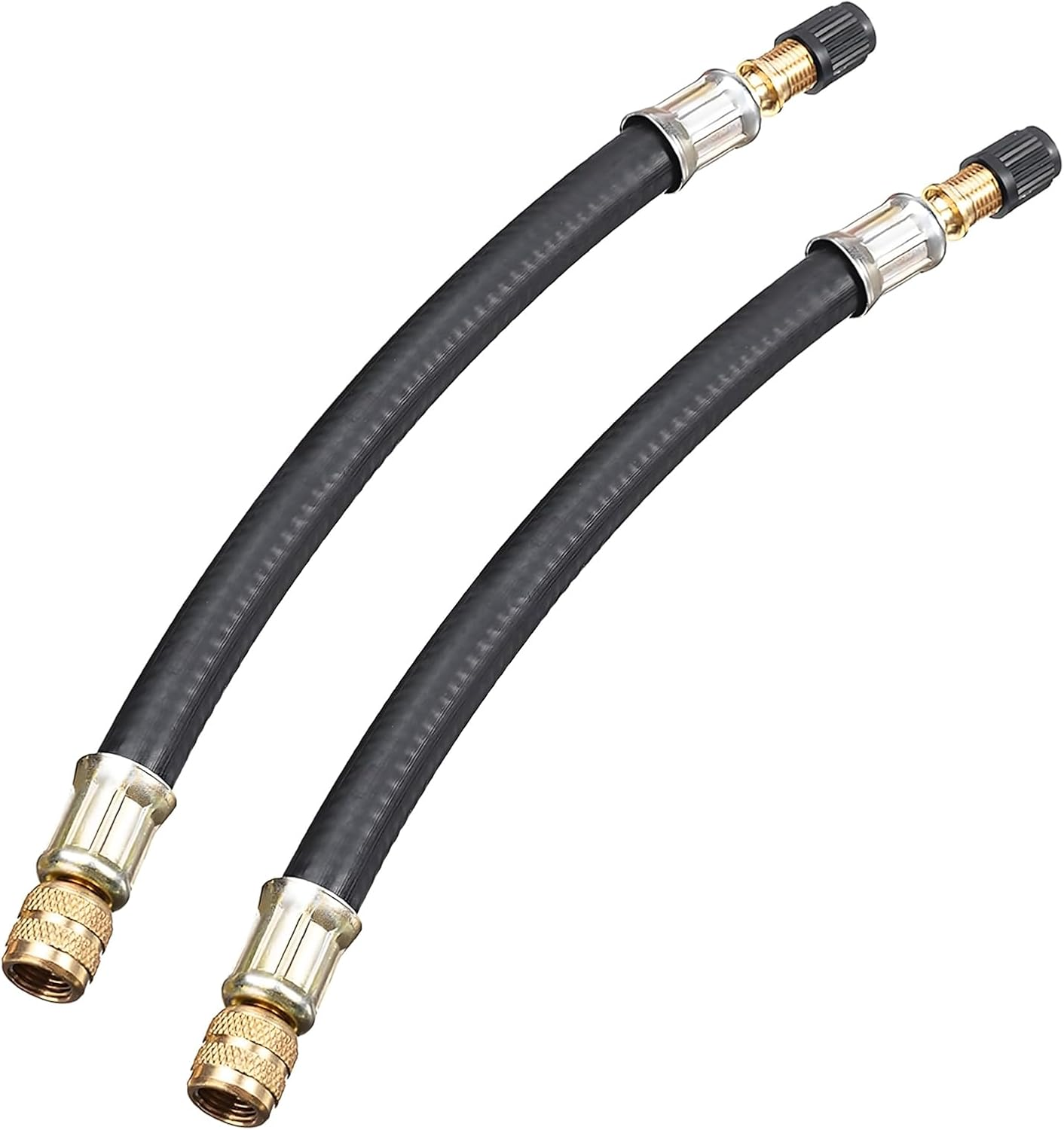 2 Pieces Tire Valve Extension Adapter, 210Mm Flexible Rubber Tyre Valve Extension Hose with Valve Cap, Tire Repair Tool for Car, RV, Motorcycle, Truck and MTB Road Bike image number 2