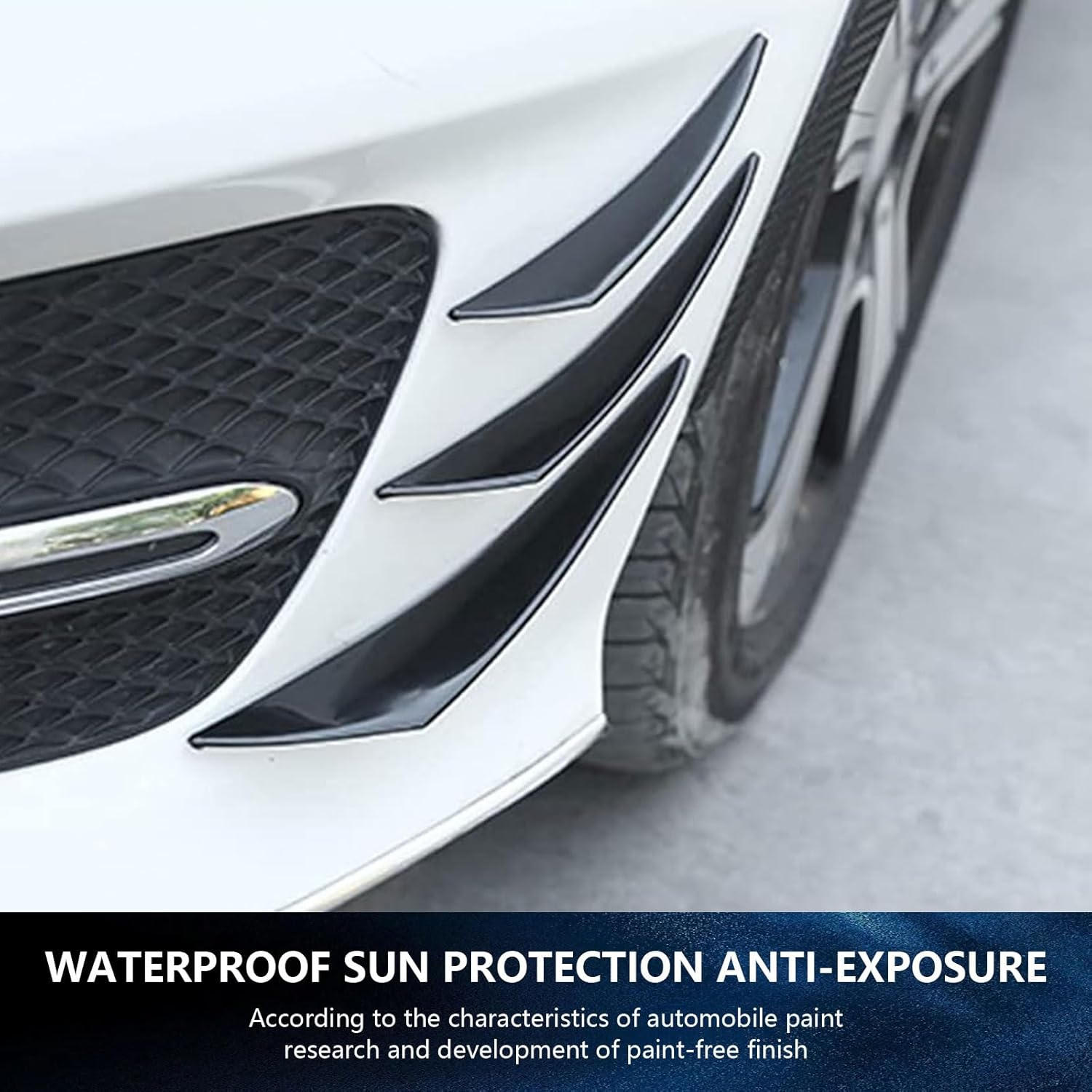 Gunhunt Pack-6 Car Spoiler Canards Kit, Body Anti-Collision Diffuser, Exterior Soft Rubber Decorative Stickers, Car Universal Auto Front Bumper Lip Splitter (Glossy Black) image number 3