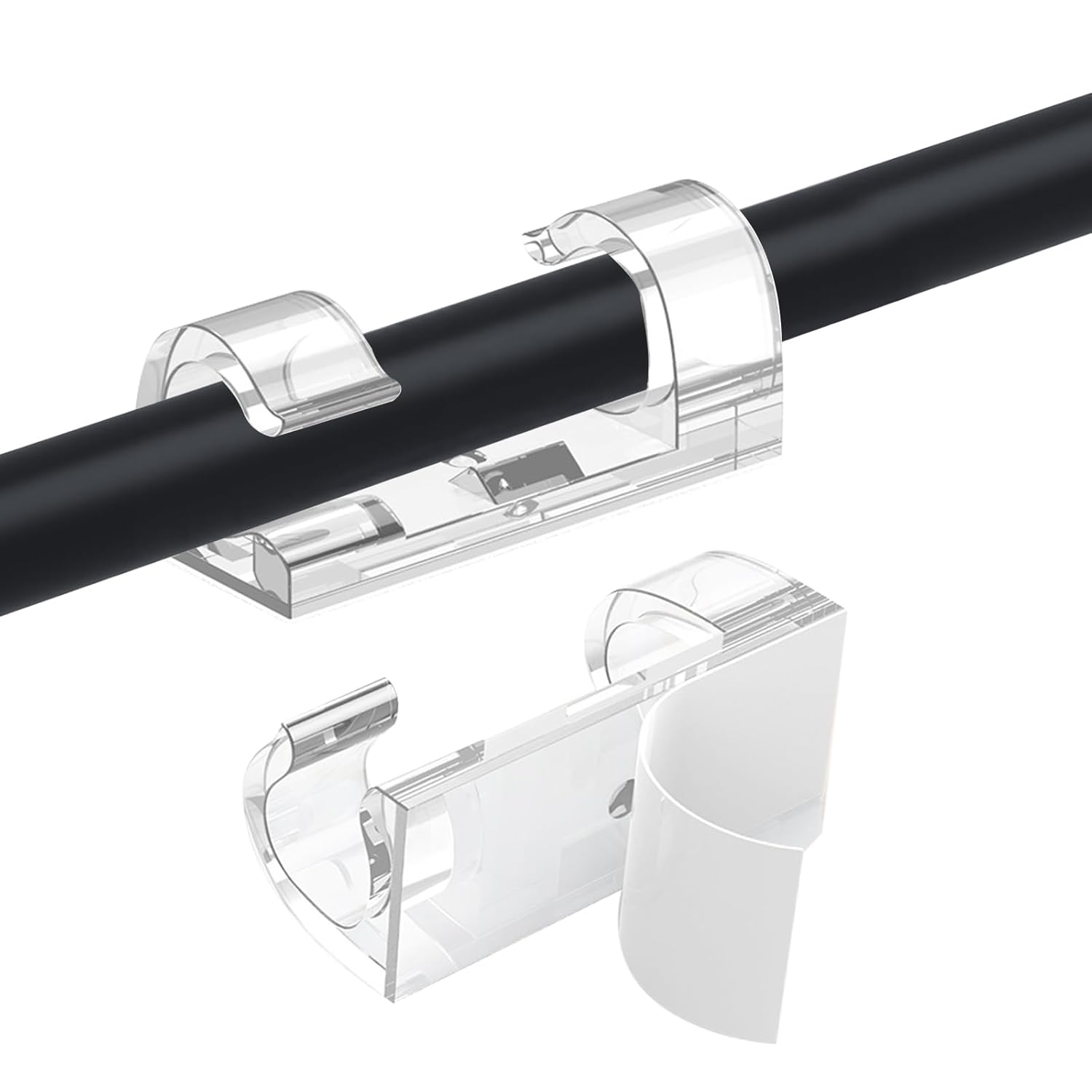 VIPMOON 80 Pack Transparent Cable Clips, Strong Self-Adhesive Cable Clips Organizer Cord Holder, Durable Cable Wire Management for 4-6Mm Cables image number 3