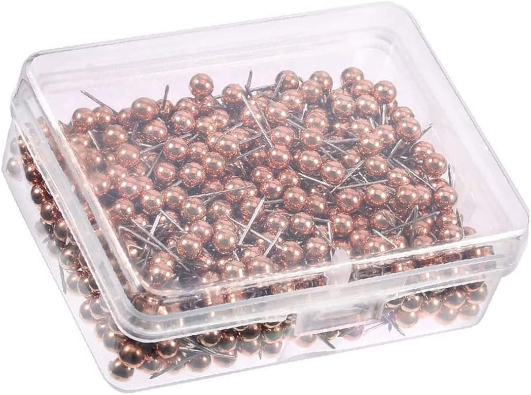 200Pcs round Plastic Head Push Pins Head Push Pins Map Tacks Drawing Pins Map Pins for Pin Board Thumb Tacks (Golden)