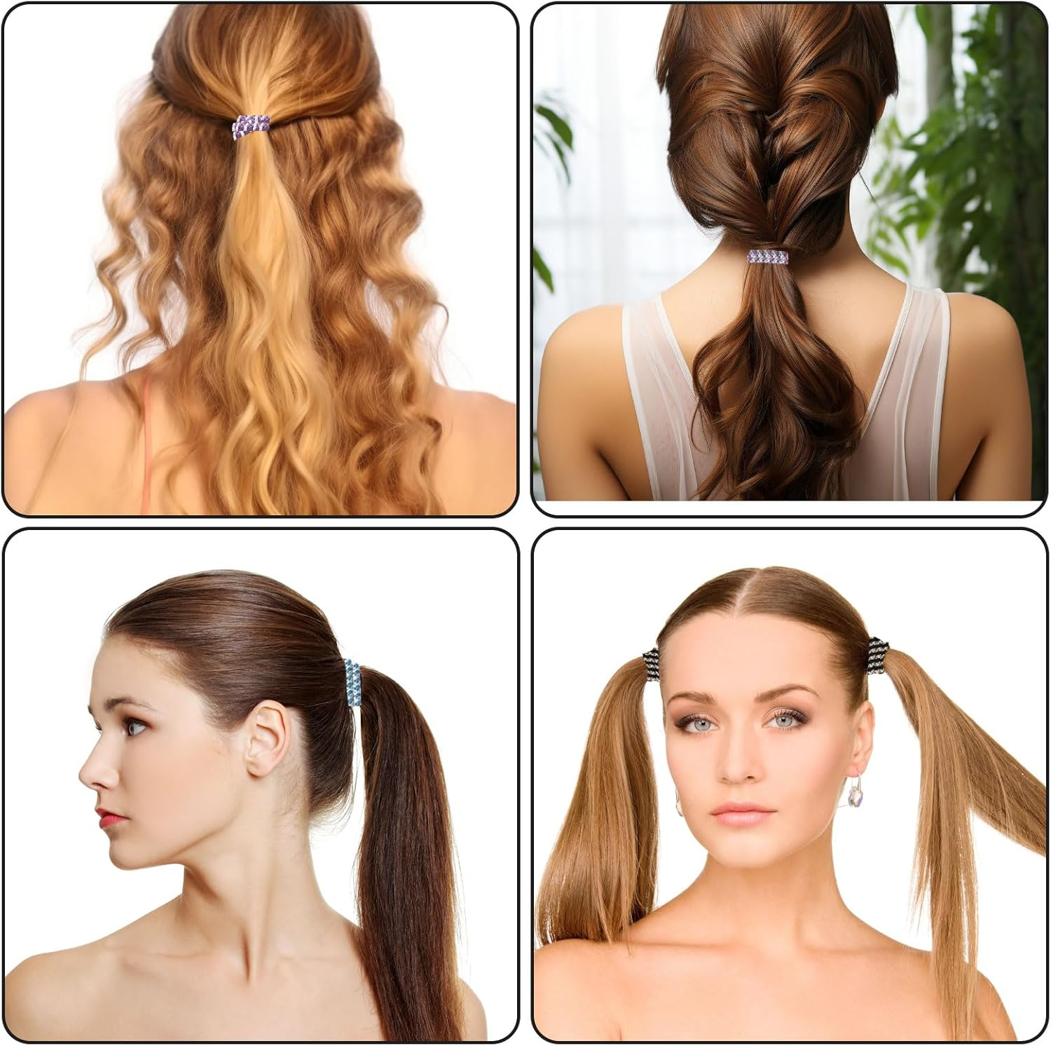 YIHAOH Pack of 10 Soft Elastic Hair Bobbles for Women, Multiple Colours for Girls, Scrunchies, Braided Hair Bands, No Damage to Hair, Suitable for Ponytails, All Types of Hairstyles image number 5