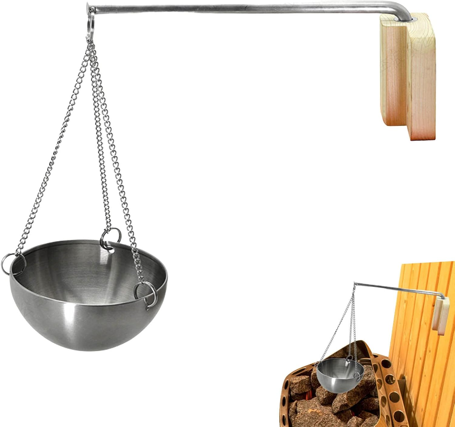 2 Sauna Oil Cup | Stainless Steel Sauna Oil Cup with Chain,Sauna Aromatherapy Oil Holder Oil Fragrance Diffuser Bowl for Sauna and Spa Zankie