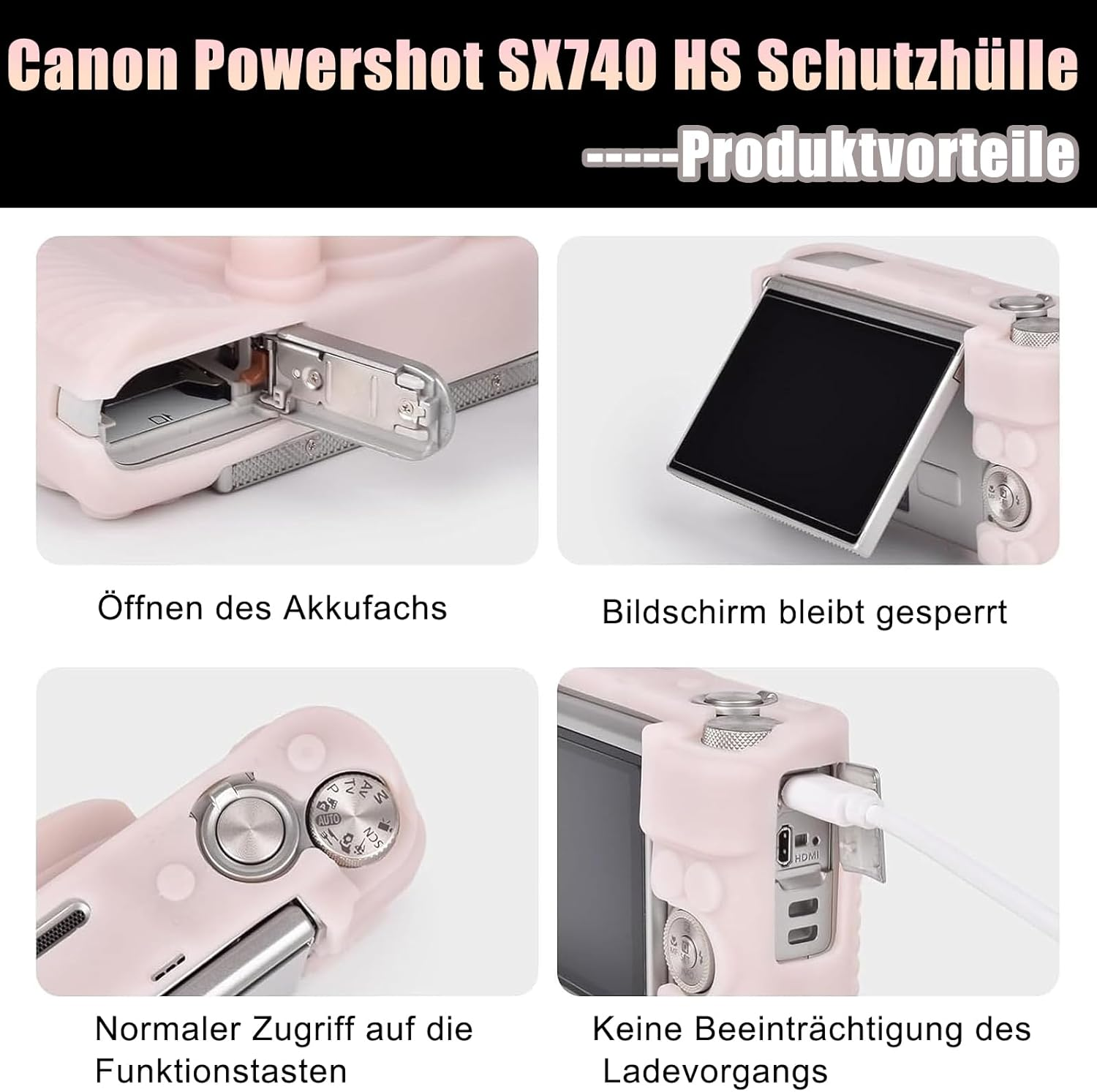 Aiyraa Canon Powershot SX740 HS Soft Silicone Protective Case Scratch-Resistant Cover with Removable Lens Cover for Canon SX740 SX730 HS Camera image number 3