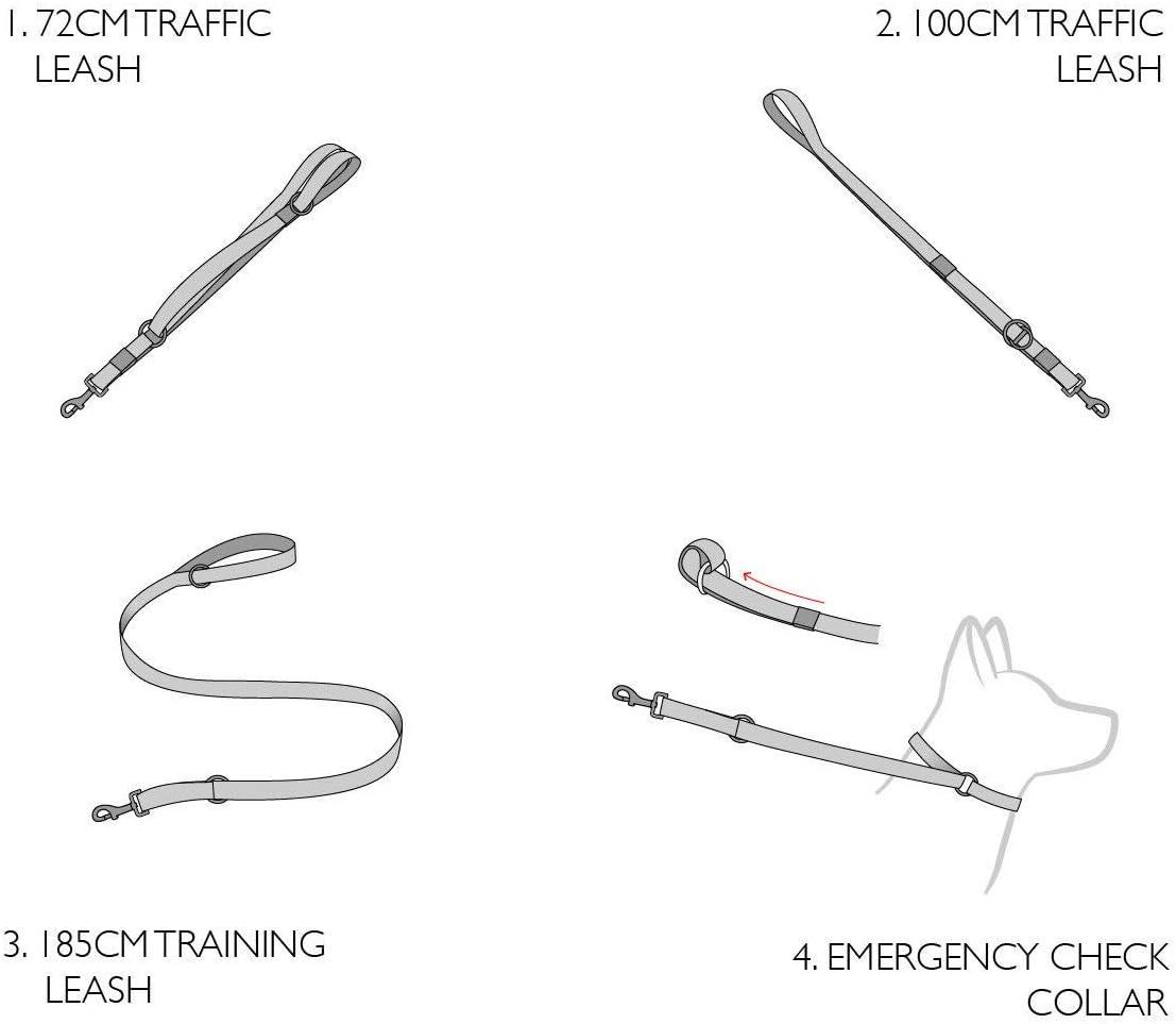 Ezydog Vario 4 Multifunction Dog Leash - 25Mm Nylon Webbing Lead for Medium & Large Dogs - 4 Leashes in 1, Soft, Comfortable, Reflective, Carbon Snap Clip, (75Mm - 180Cm, Blue) - Camo image number 4