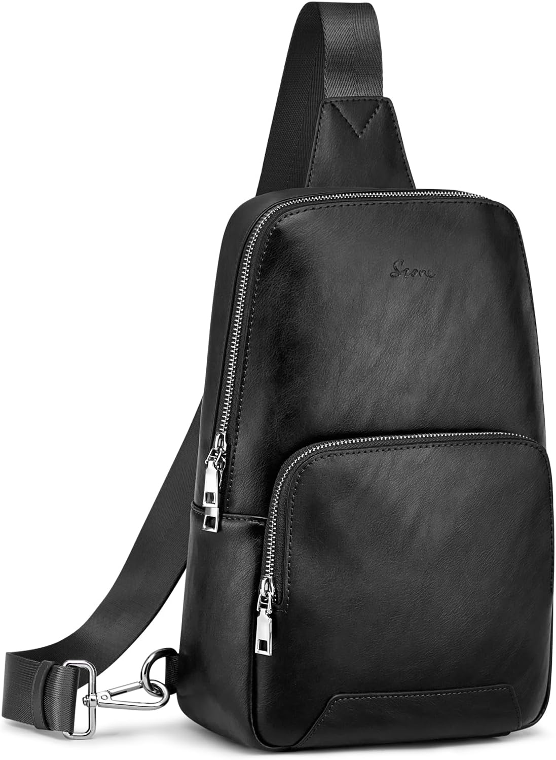 S-ZONE Sling Bag for Women Men RFID Blocking Genuine Leather Crossbody Backpack Sling Purses Fashion Travel Daypack Chest Bags Ladies