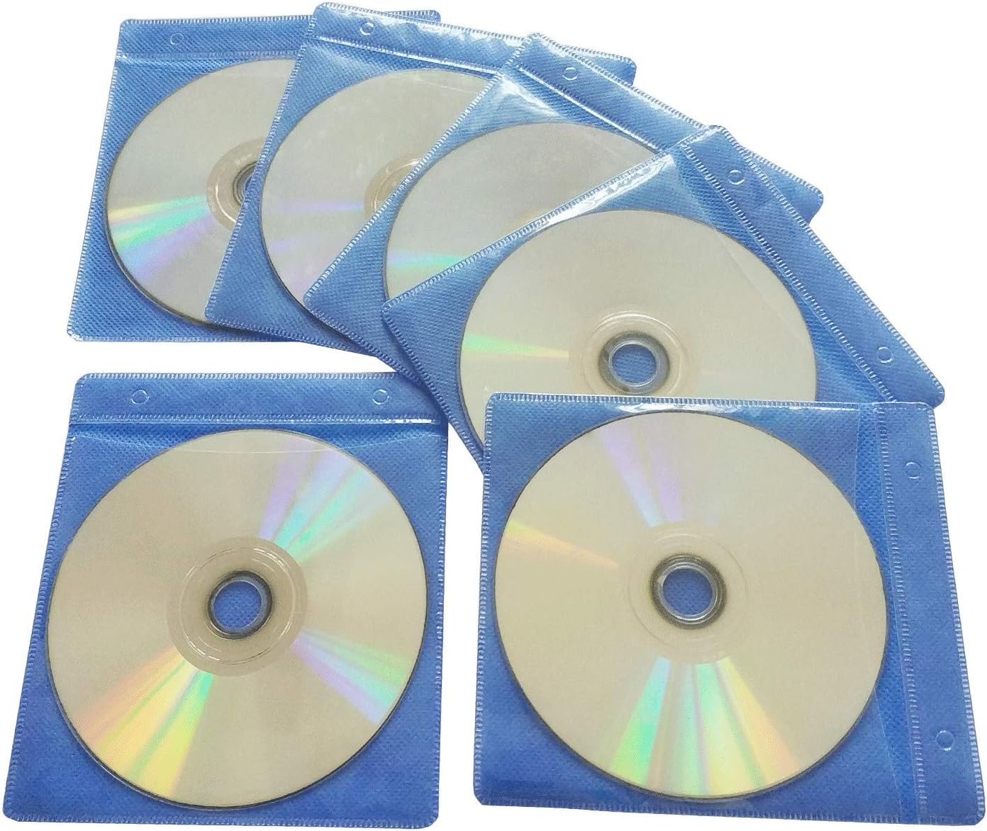 100 Pack Premium CD DVD Sleeves,Thick Non-Woven Material Double-Sided Refill Plastic Sleeve for CD and DVD Storage Binders Disc Case (Blue) - Blue image number 2