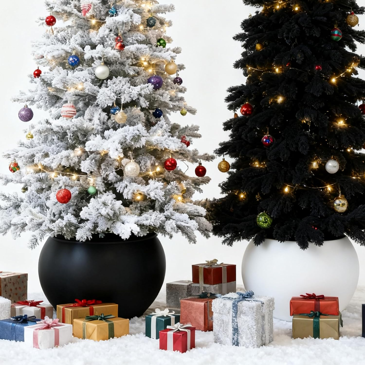 34 H X 43Cm Dia (30.5Cm Pot Opening) Black round Fiberstone Tall Planter with Drainage Hole, Indoor/Outdoor Large Plant Pot for Home Patio Garden, Ideal for Large Plants image number 3