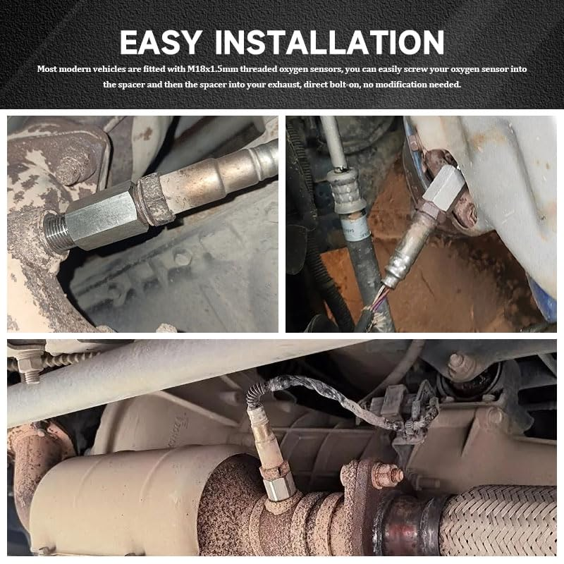 Universal M18X1.5 Oxygen Sensor Spacer Adapter, Stainless Steel O2 Sensor Extender for Car Exhaust System, No Modification Needed image number 1