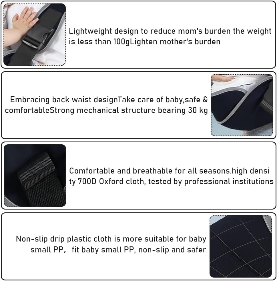 Toddler Sling Carrier,Baby Chair Adjustable Shoulder Strap,Compact Non-Slip Hip Seat Carrier,Toddler Slings Carrying 30 Kg,For Babies Aged 6 Months to 5 Years (Black) image number 1