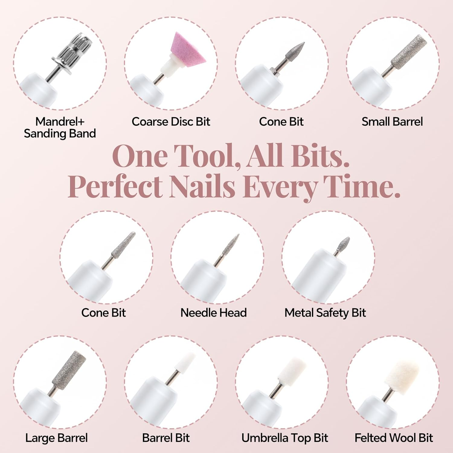 Emmuic Professional Cordless Nail Drill Kit &ndash; Electric Nail File for Acrylic, Gel & Dip Powder Nails, Rechargeable & Portable Manicure Pedicure Machine, Lightweight with 6 Bits image number 1