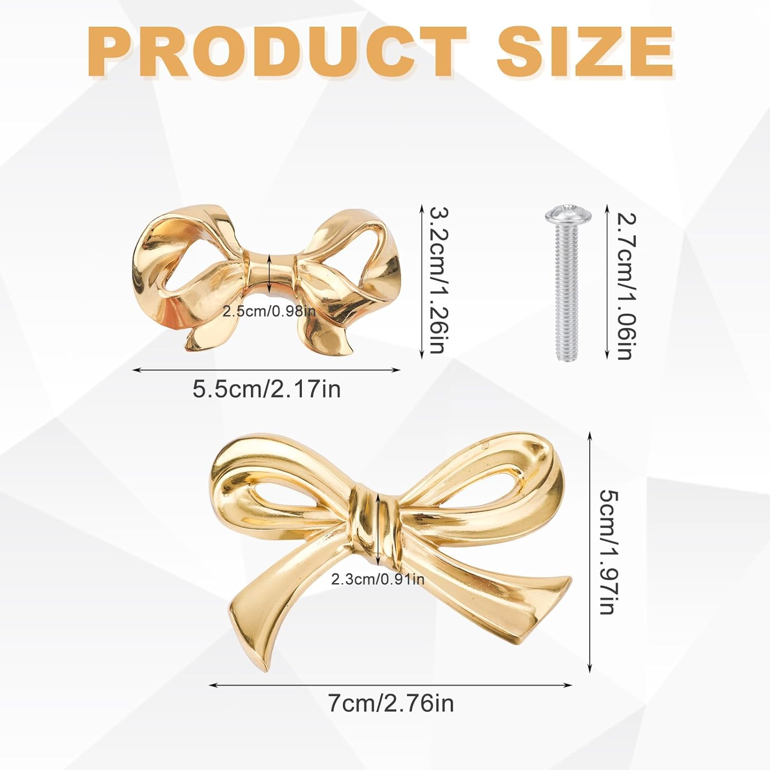 4Pcs Brass Bow Cabinet Knobs, Vintage Bow Gold Dresser Knobs Decorative Drawer Pull Handles for Cupboard Wardrobe Hardware Closet Home Kitchen (2 Styles) image number 1