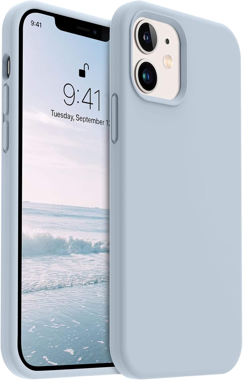 AOTESIER Compatible with Iphone 12 Phone Case and Iphone 12 Pro Case 6.1 Inch,Silky Touch Premium Soft Liquid Silicone Rubber Anti-Fingerprint Full-Body Protective Flexible Bumper Case (Chalk Pink)