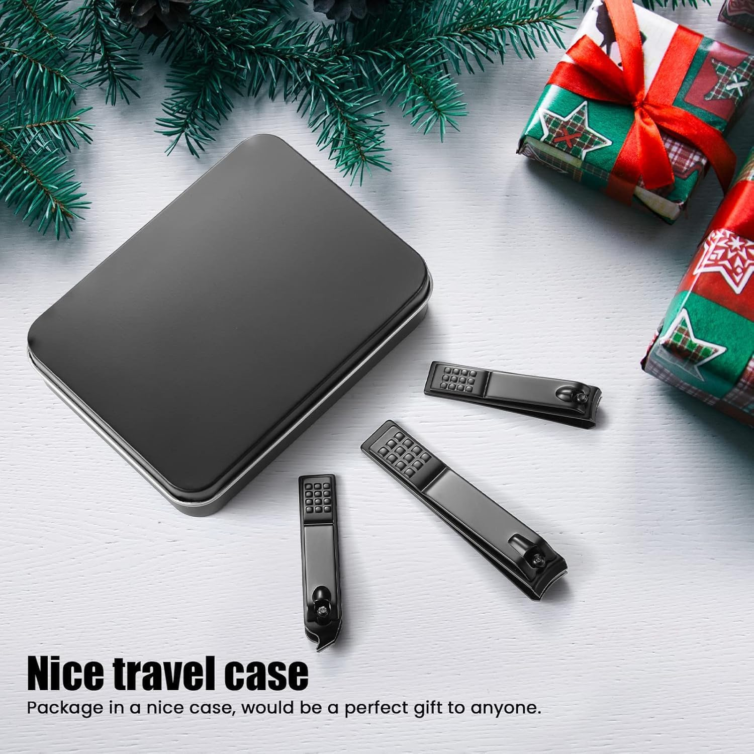 Nail Clippers Set, Sharp Stainless Steel Fingernail Clipper & Toenail Clippers, Black Nail Cutter, Large and Small 3 Piece Set. image number 2