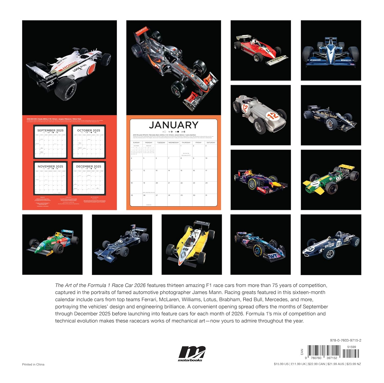The Art of the Formula 1 Race Car 2026: 16-Month Calendar--September 2025 through December 2026 image number 3