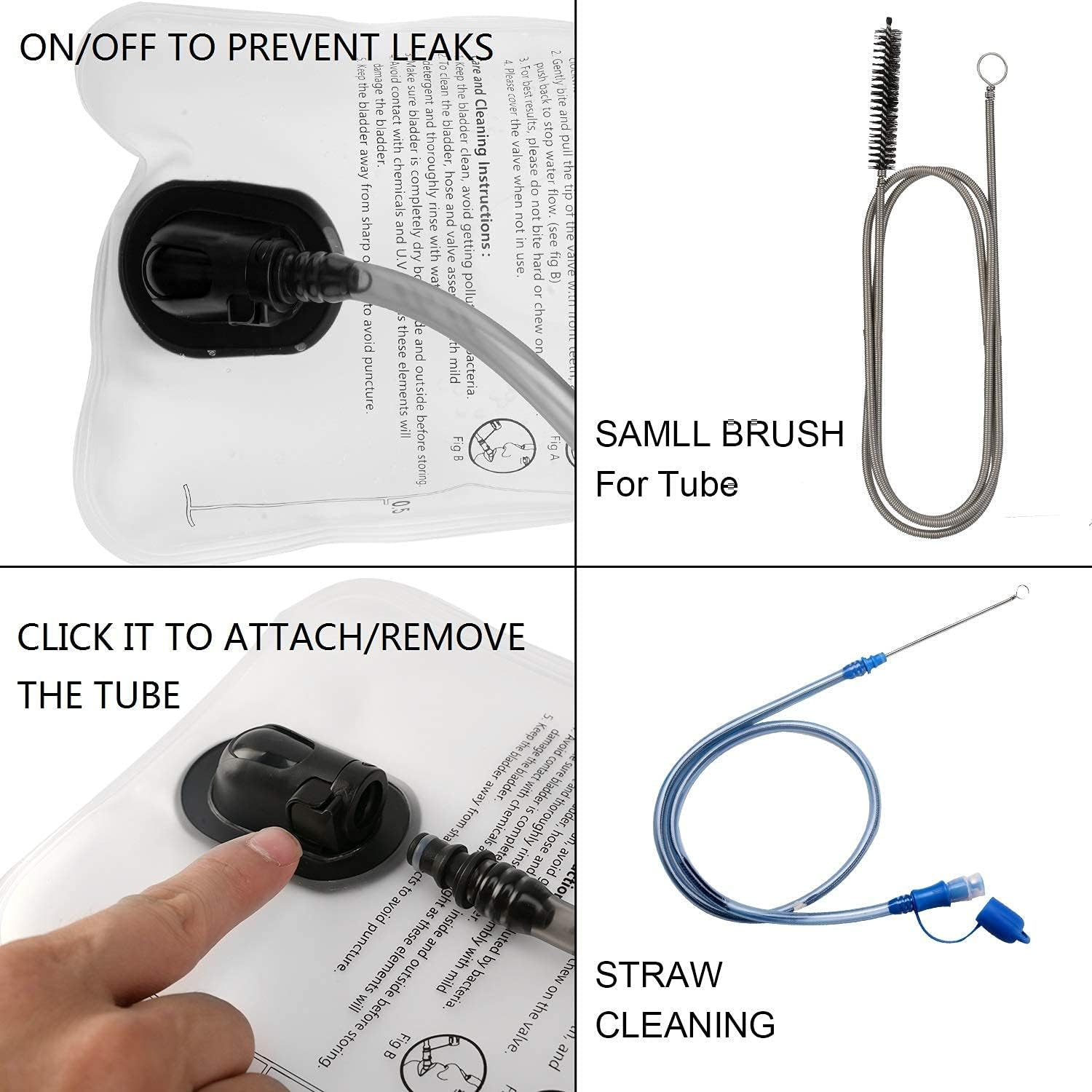 Hydration Bladder 2 Pack+1Pcs Clean Flexible Brush 2 Liter Leak Proof Water Storage Bag Reservoir，Military Hydration Pack Replacement for Hiking Biking Climbing Cycling Running Camping Backpack image number 6