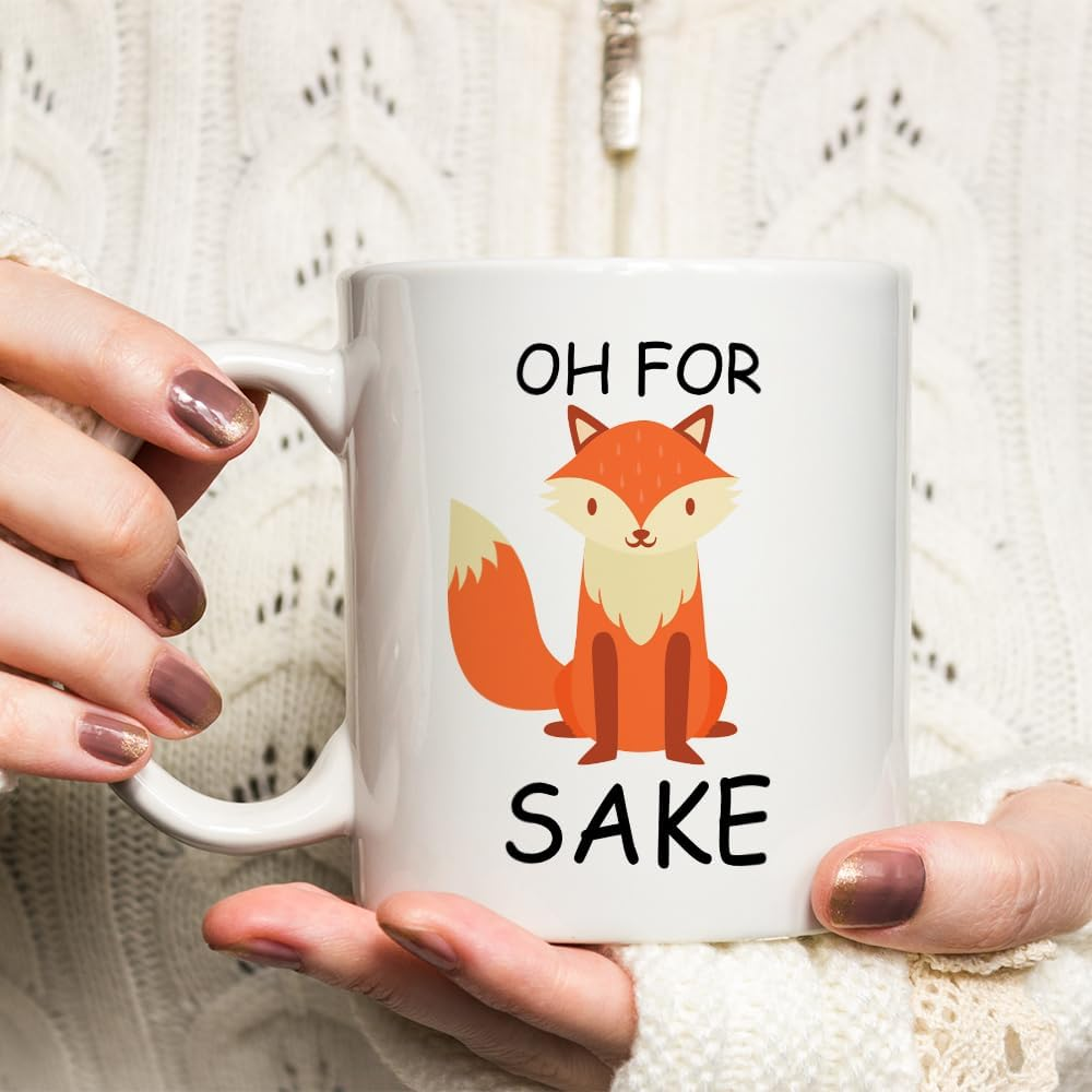 Oh for Sake Coffee Mug, Funny Fox Coffee Mug Gift, Fathers and Mothers Day Birthday Christmas Gifts Fun Tea Cup White 11 OZ image number 1