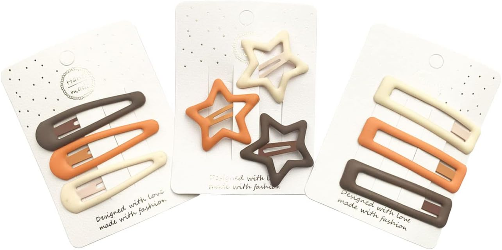 Snap Hair Clips,18 Pieces Girls Women Hair Barrette Hairclips (Orange Brown Beige) image number 2