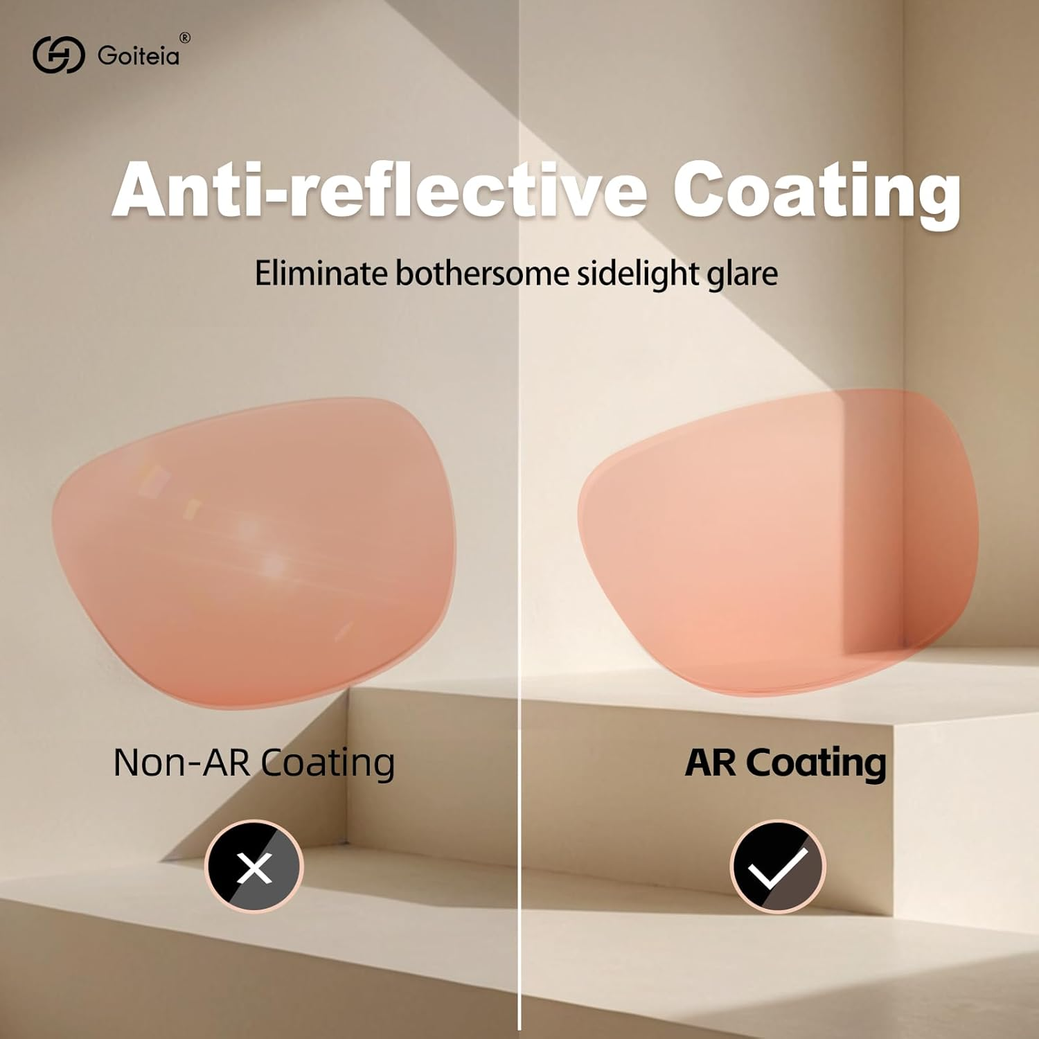 Goiteia Fl-Rose Migraine Clip on Glasses, Light Sensitivity Glasses for Fluorescent LED Glare/Photophobia - L: 60*47Mm image number 2