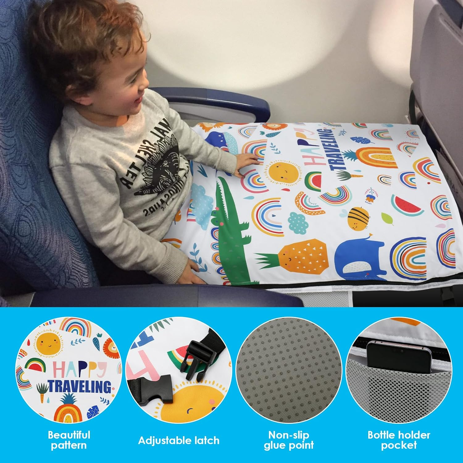 Toddler Travel Airplane Bed Airplane Hammocks Include Comforters for Easy Installation Removal Seat Extender with Increased Leg Room Easy Portability for Airplane Travel (White)