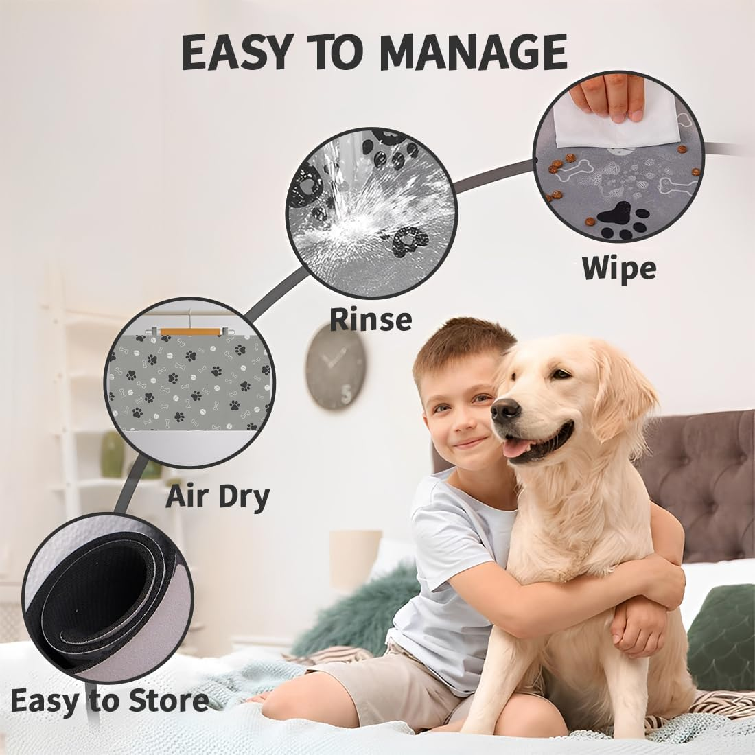 Bowl Mat Dog Non-Slip Feeding Mat Cats Personalised Mat Pets Quick Drying Easy Clean Bowl Mat for Pets Cats Dogs (Grey, 30 X 40 Cm) image number 5