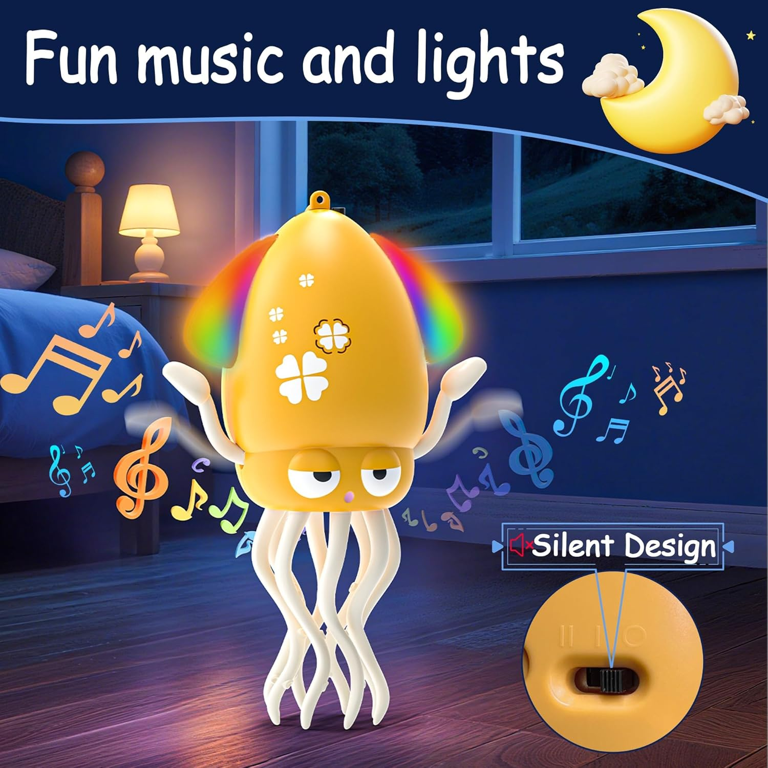 Electric Dancing Octopus Baby Toy, Crawling Octopus Tummy Time Toy with LED & Music, Rechargeable Upright＆Crawling Squid Interactive Toys, Toddlers Walking Toy for 3 4 5 6 Year Boy Girl Gifts (Pink)