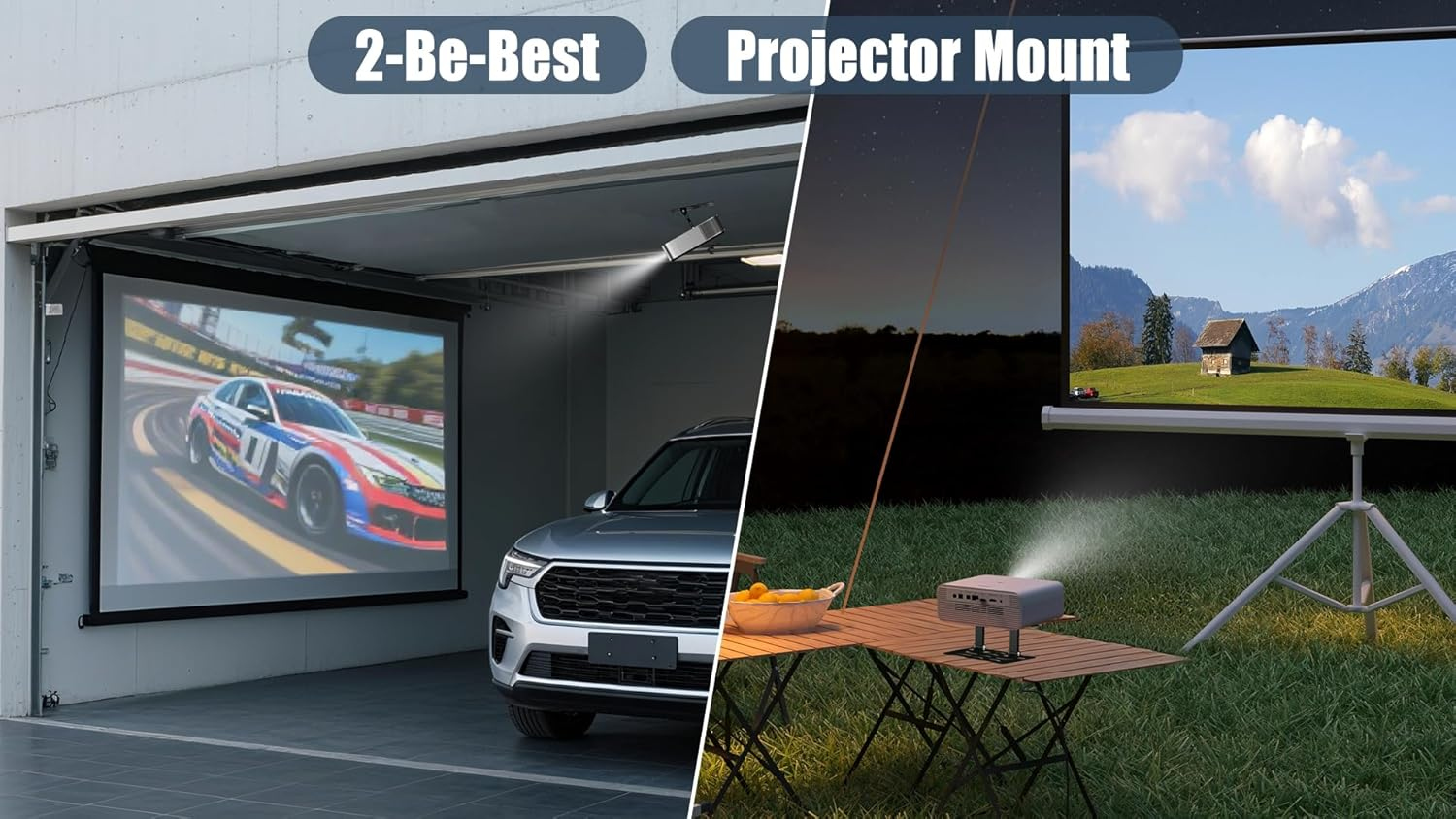 2-Be-Best Adjustable Projector Stand, 3-In-1 Desk/Wall/Ceiling Mount with 180&deg; Dual-Axis Rotation, Carbon Steel Desktop Projector Mount, Universal 1/4" Screw, Compatible with Most Projectors image number 6