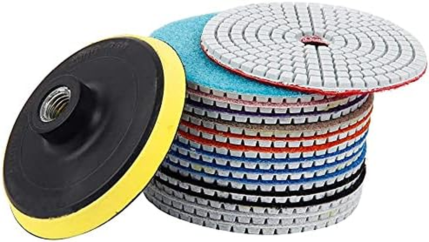 15Pcs Diamond Polishing Pads Kit 4 Inch 100Mm Wet/Dry for Granite Stone Concrete Marble Polishing Use Grinding Discs Set for Granite Marble Concrete Stone Buffing Polishing image number 4