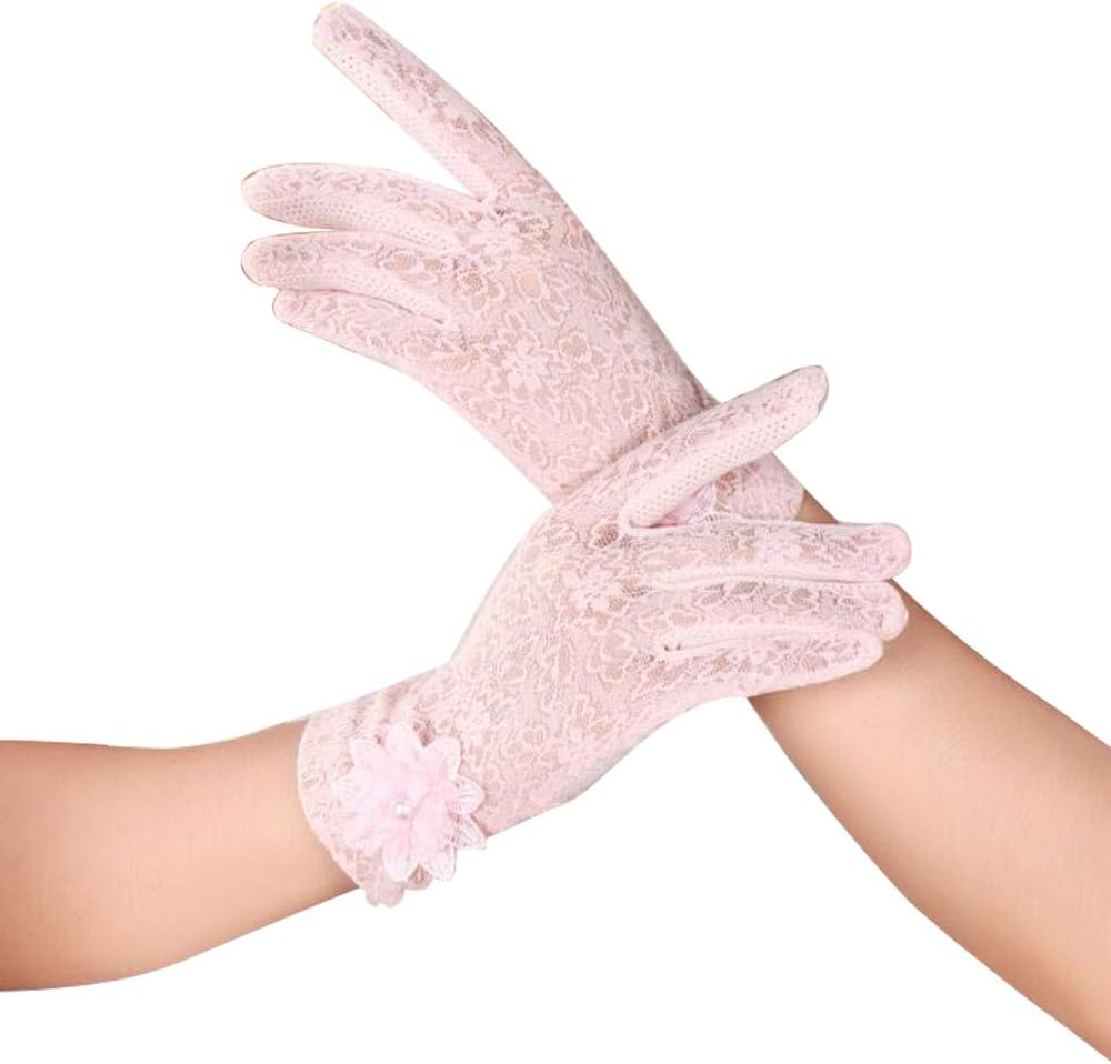 LERTREE Summer Women Sun UV Protection Lace Gloves Ladies Short Driving Gloves Touch Screen image number 1