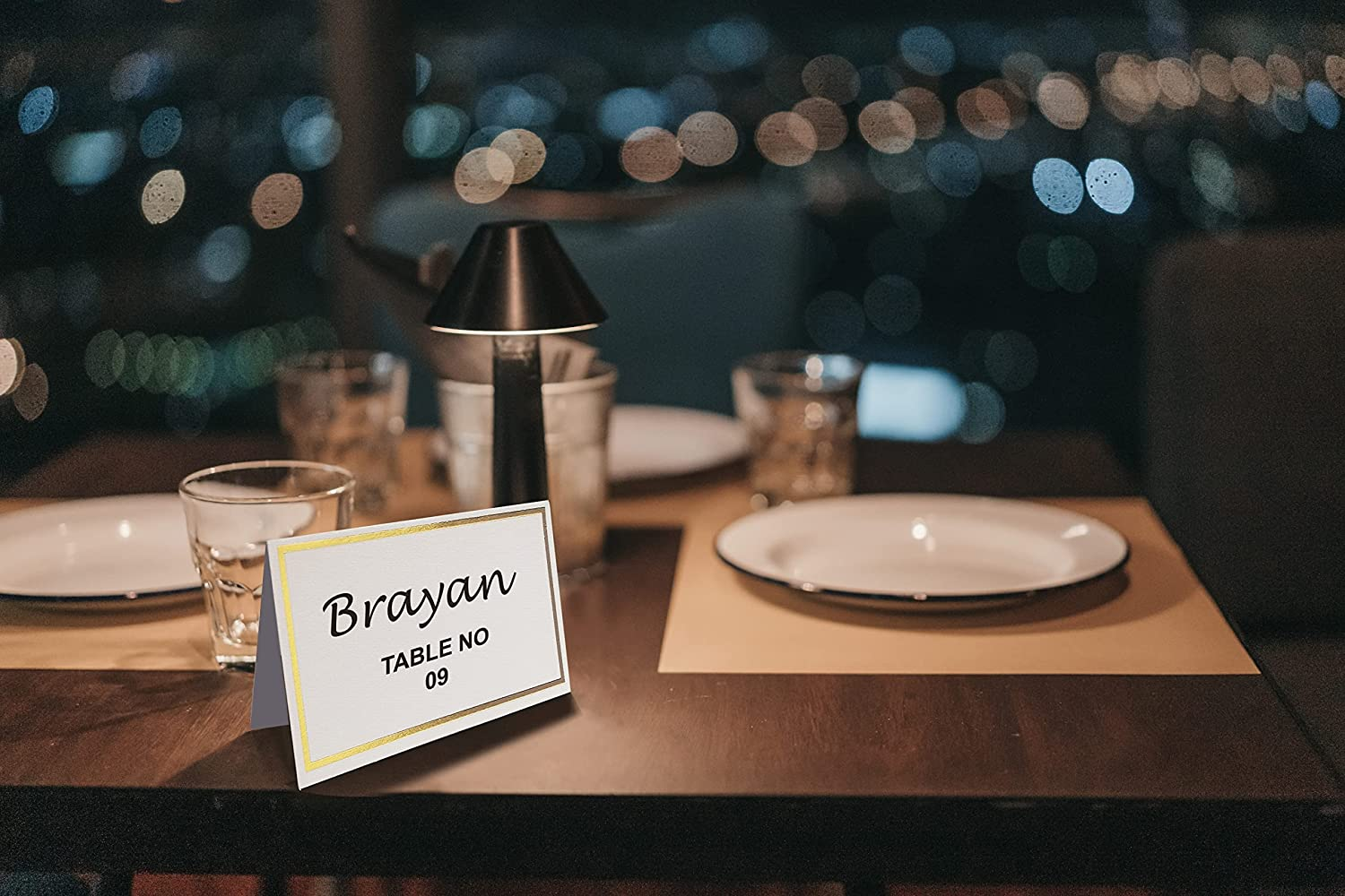 Evaster Premium Tent Name Place Cards with Gold Foil Border - Pack of 100, 2X3.5 Inches for Table Setting, Weddings, Banquets, Dinner Parties and Events image number 6