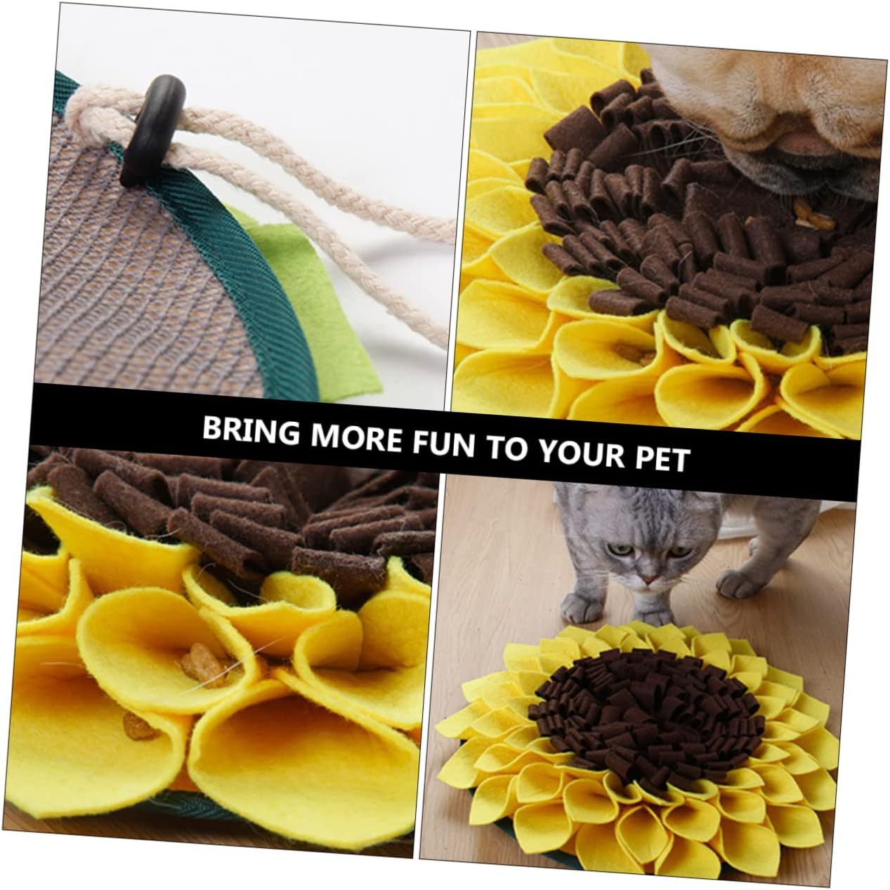 HAPINARY Sunflower Snuffle Mat for Dogs Interactive Foraging Training Pad Pet Feeding Mat Encouraging Natural Foraging Skills for Engaging Boredom and Reducing Stresspets image number 6