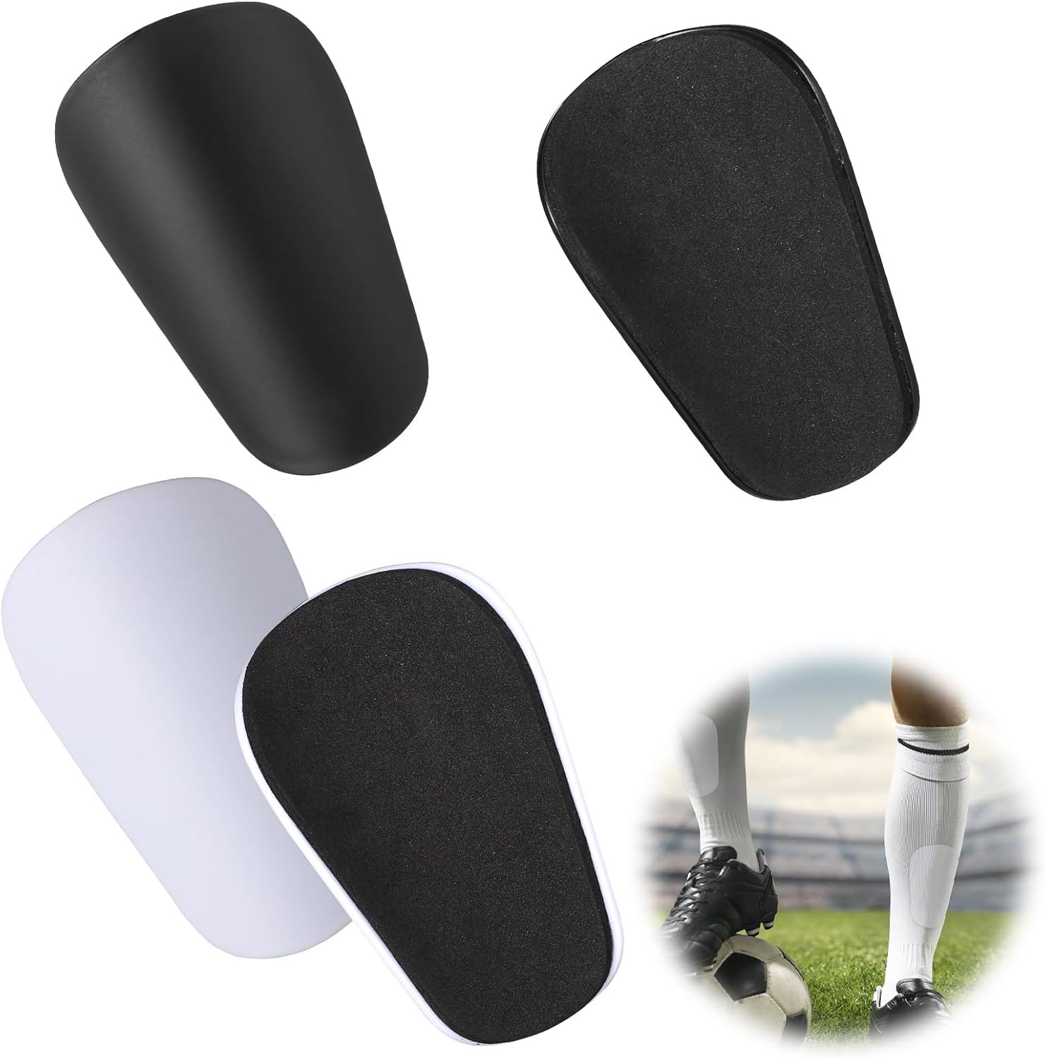 2 Pair Mini Shin Guards Soccer, Miniature Shin Guard Anti-Slip Small Protective Equipment Shin Guards Professional Football Shin Pads for Men Women Youth Kids(Black, Blue) image number 2