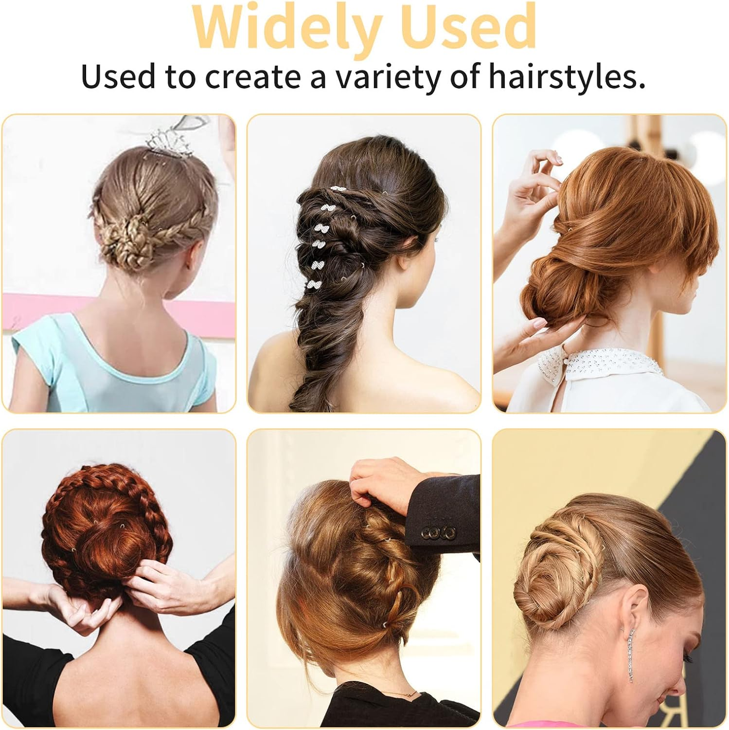 U Shaped Hair Pins, 200 Count for Women Lady Girls Bobby Pins French Historical Hair Pin Hair Styling Pins Hair Accessories, Blonde, 2.4 Inch - Black image number 2