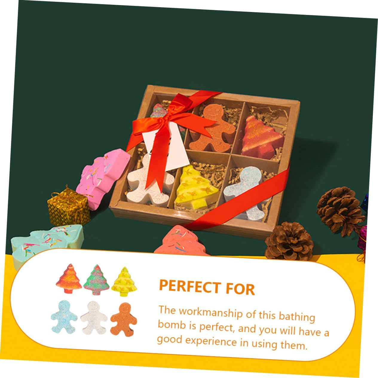 COLLBATH 6 Pack Gingerbread Man Bathing Christmas Bath Salt Bubble Skin-Softening Oils Spa image number 3
