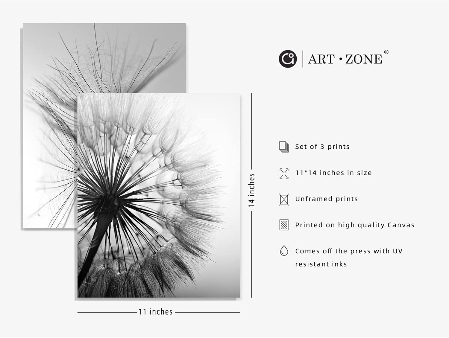 Black and White Wall Art Prints Posters Minimalist Decor, 11X14 Canvas Prints Unframed Set of 3, Plant Posters Aesthetic for Living Room image number 5