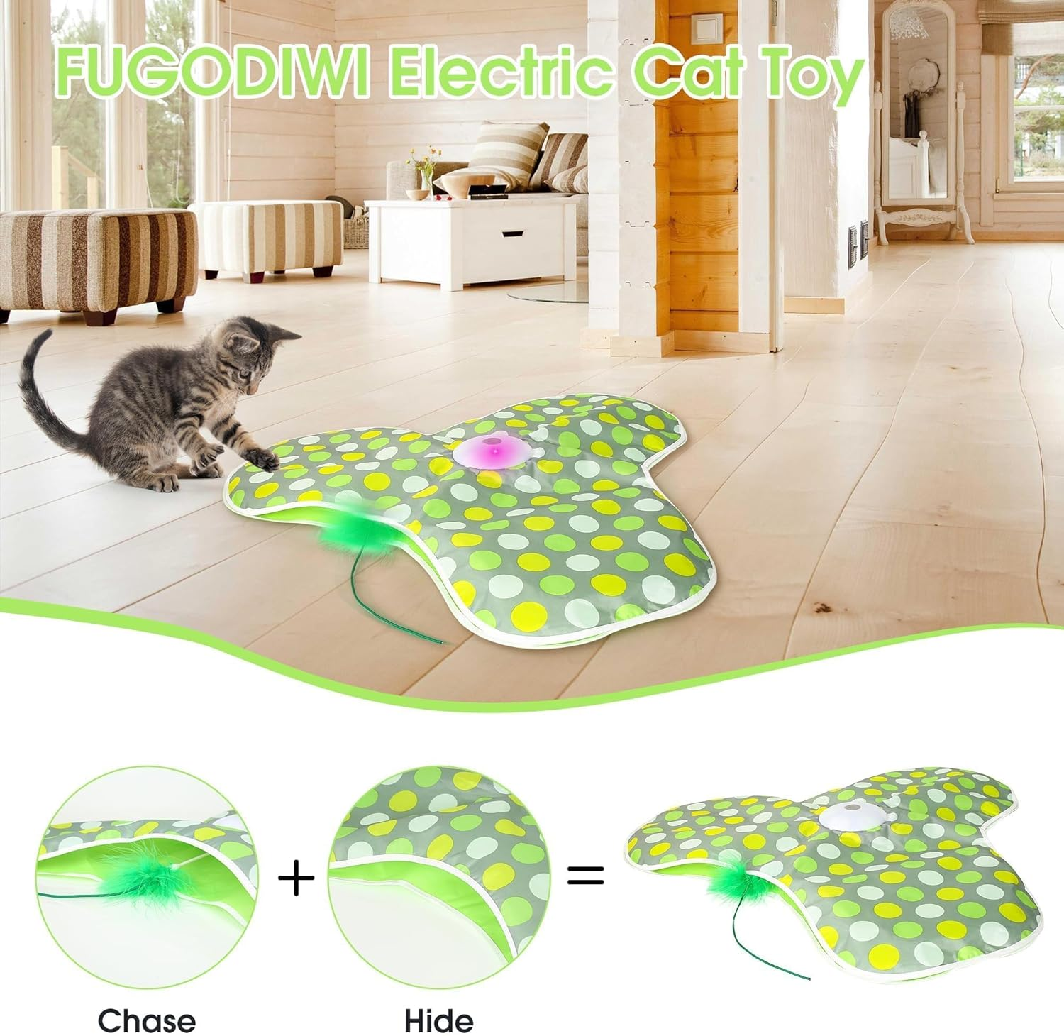Indoor Cat Interactive Toys Simulated Hunting Rechargeable Interactive Cat Toys with Feather Accessories 360&deg; Self-Rotating Rolling Ball Suitable for Energetic and Bored Cats image number 3