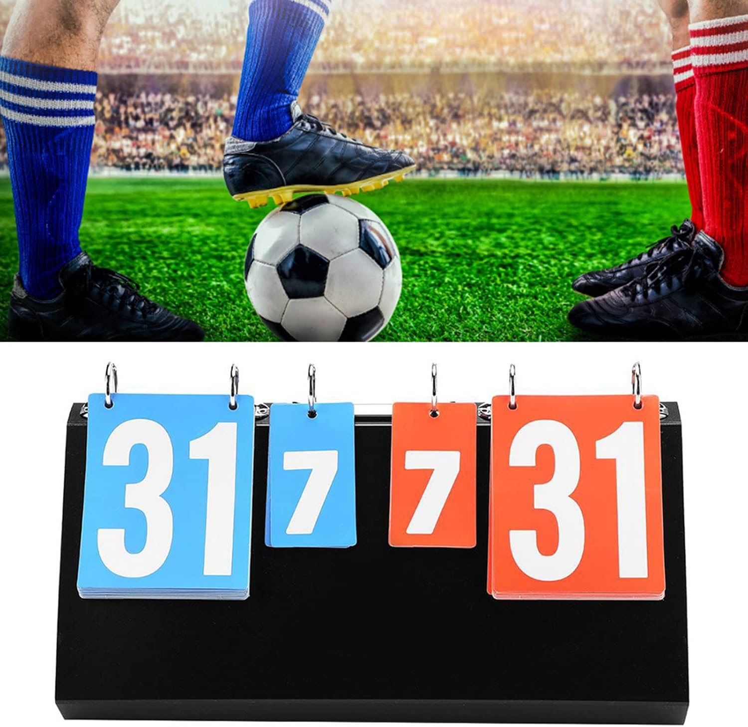 Leopacat Sports Scoreboard, 4 Digit Sports Scoreboard, Portable Tabletop Scorekeeper, Badminton Scorecard Multi-Functional Practical Scoreboard Flipper Flips for Ping Pong Soccer Classroom Activities image number 3