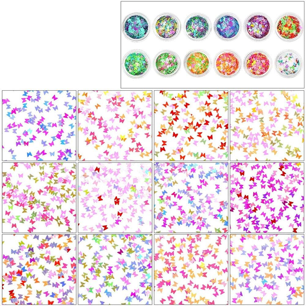 24 Boxes Holographic Butterfly Nail Sequins Nail Art Flakes Iridescent Paillette for Manicure Makeup Decorations image number 4