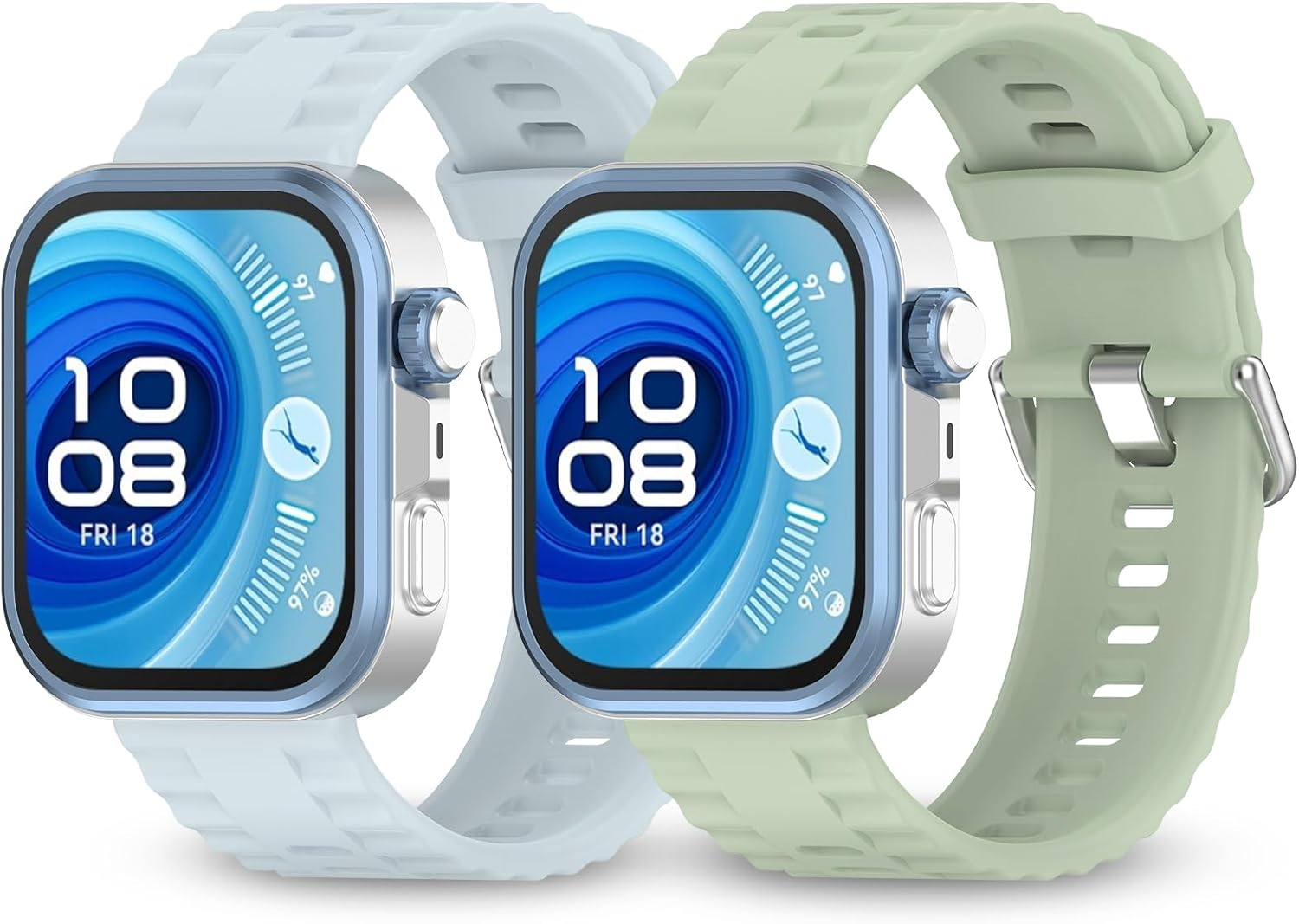 Dhwgang 2 Silicone Bands Compatible with Huawei Watch Fit 4 Pro / Fit4 / Fit3 Smartwatch Replacement Wristbands, Soft, Comfortable, Waterproof, Breathable, Sports Watch Strap Accessories