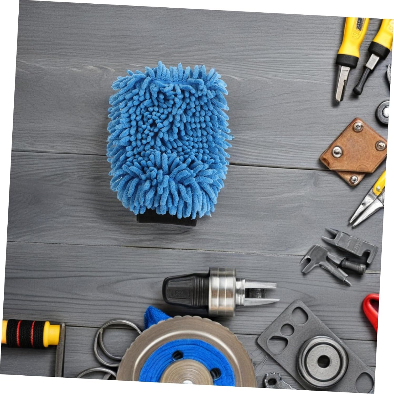 4Pcs Chenille Microfiber Car Wash Gloves Single-Sided Wash Mitts for Automotive and Boat Detailing, Absorbent Plush Cleaning Mitts for Vehicle Exterior Care Random Color image number 4