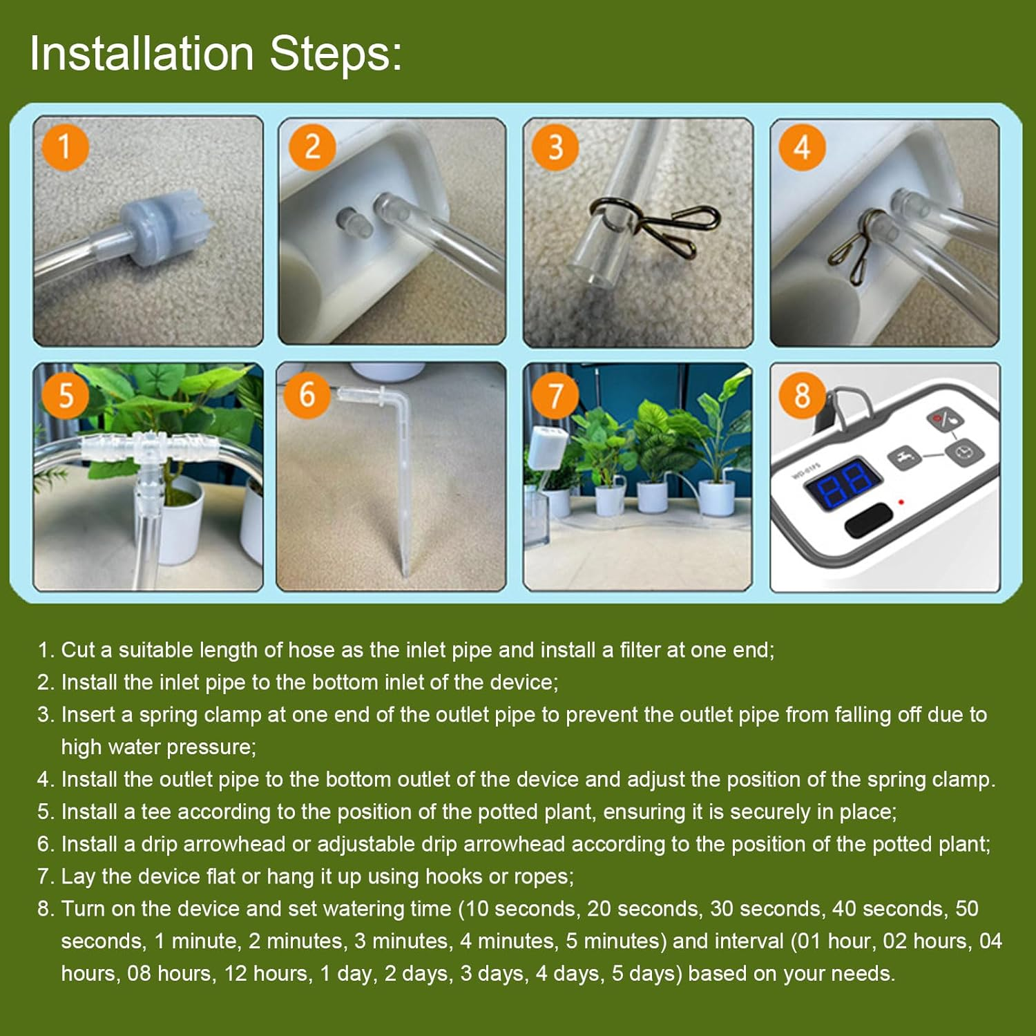 Automatic Watering System for Potted Plants, Auto Drip Irrigation Kit with Digital Programmable Water Timer, LED Display, Indoor Irrigation for 6 Potted Plants image number 5