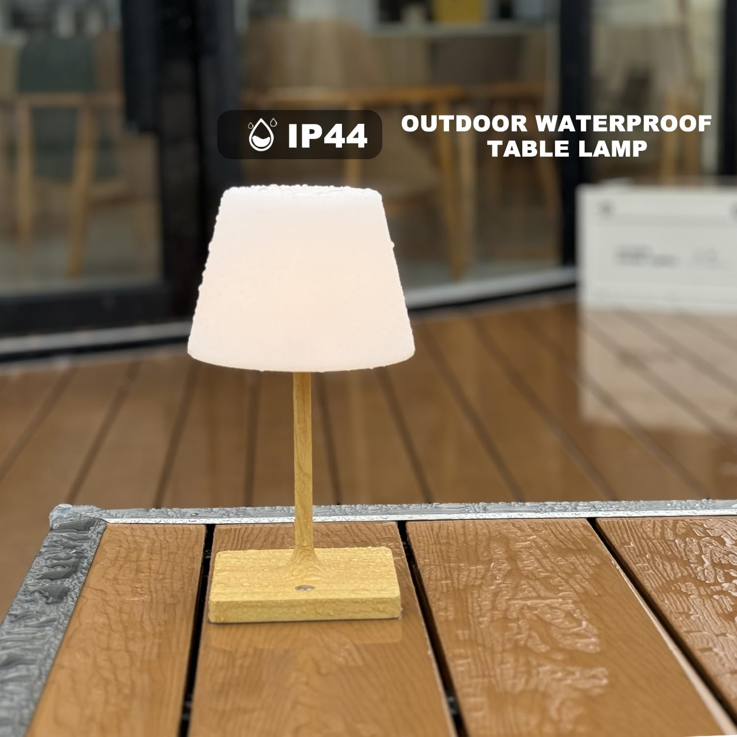 Mywellian Cordless Table Lamp, Outdoor Battery Operated Rechargeable Desk Lamp,Waterproof Shower Lamp,4000Mah LED 3 Colors Dimmable Touch Lamps for Camping Patio Courtyard Bedroom-Wood - Green image number 7