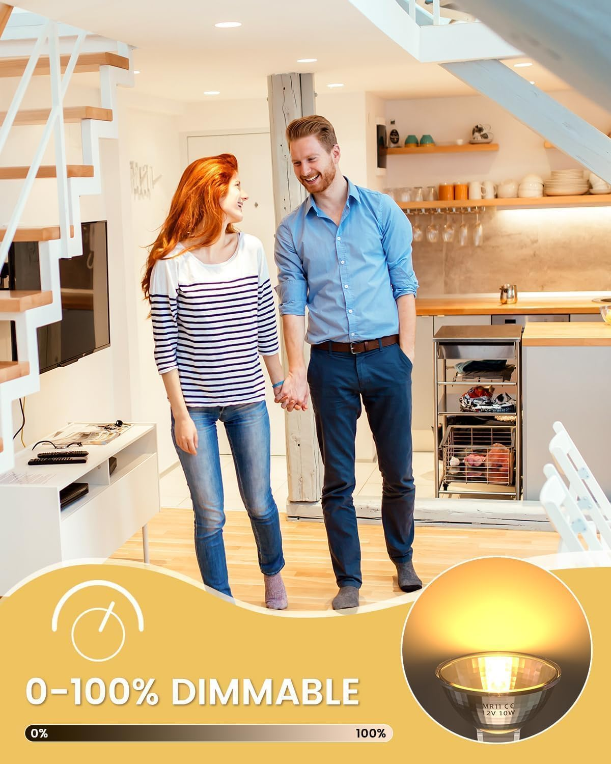 Bonlux MR11 12V 10W Spotlight Bulb 2 Pin 35Mm GU4 Halogen Bulbs, MR11 Bulb Dimmable Warm White 2800K Glass Cover for Kitchen, Bathroom Lighting, Pack of 8