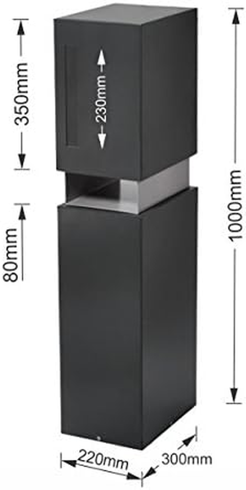 Valencia Deluxe Charcoal Grey with Mailflap Pillar Letterbox image number 1